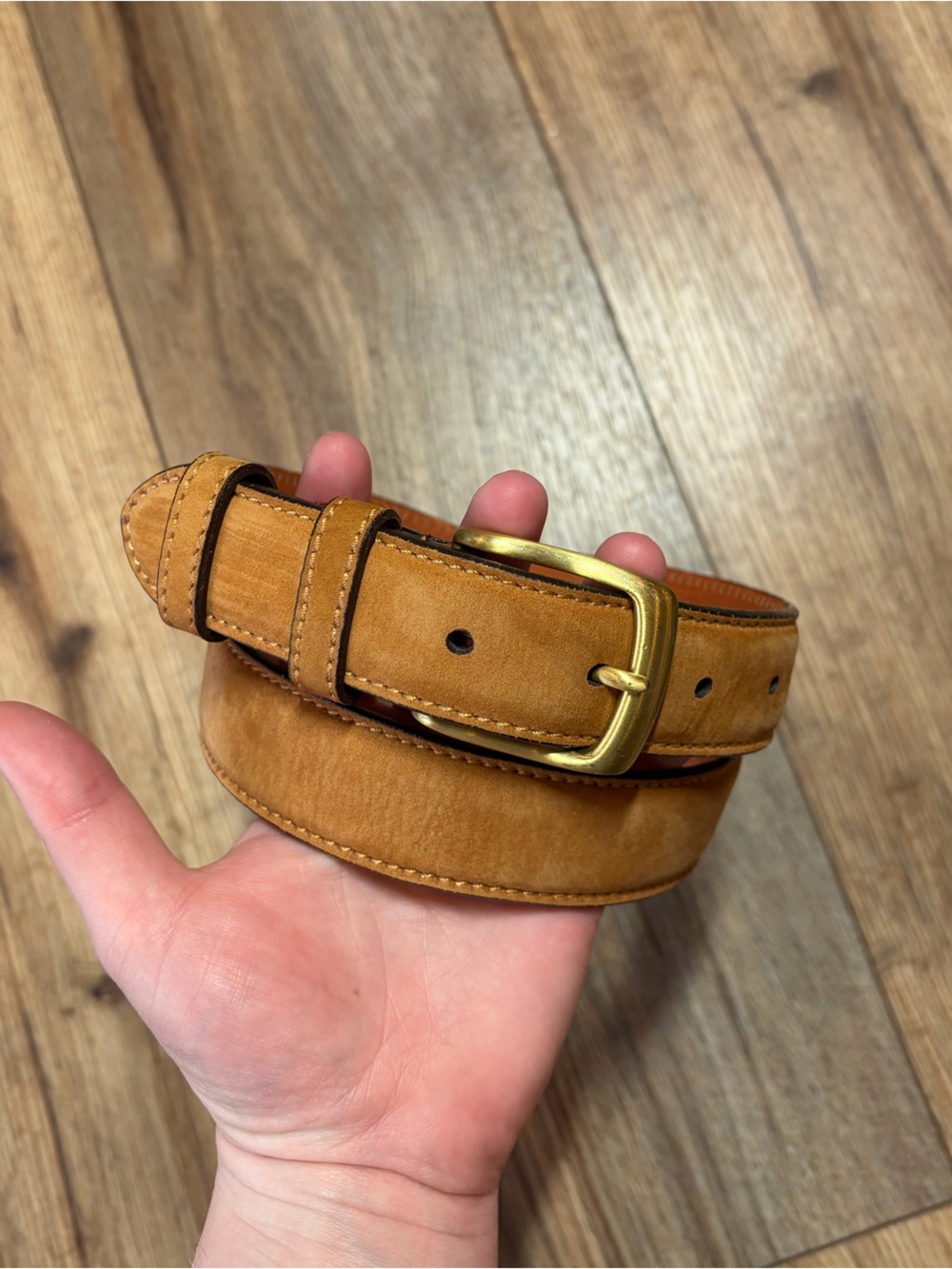 vintage Retro Coach Cowhide leather harness Solid Brass single prong buckle belt